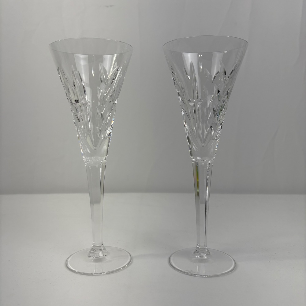 Waterford America's Heritage Lincoln Crystal Champagne Flutes Glasses Set of 2
